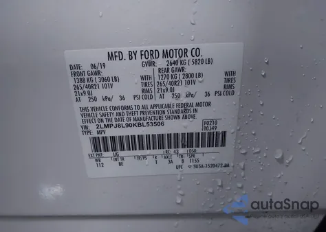 2019 Lincoln Nautilus Reserve из США, поврежденный, VIN 2LMPJ8L90KBL53506